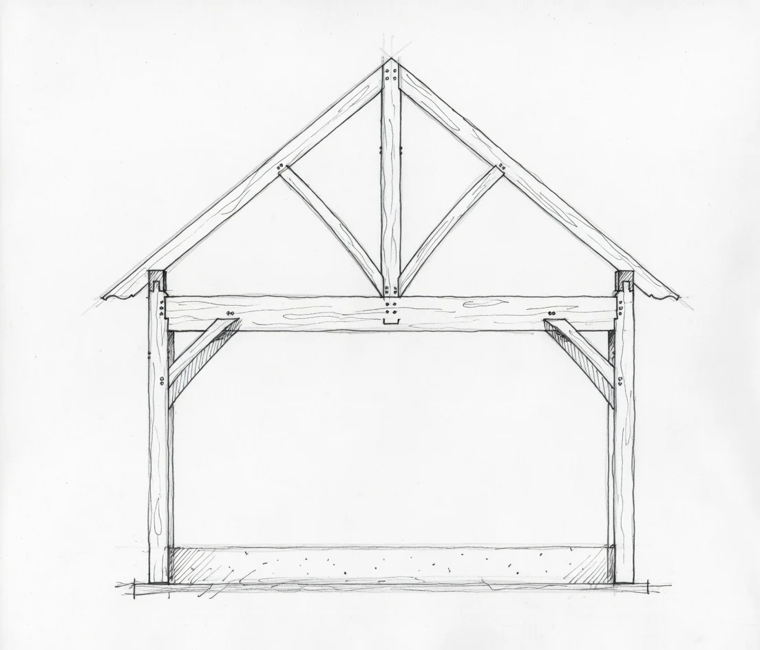 King Post: A classic triangular truss with a single central post. Simple, strong, and timeless — ideal for open great rooms and traditional homes.