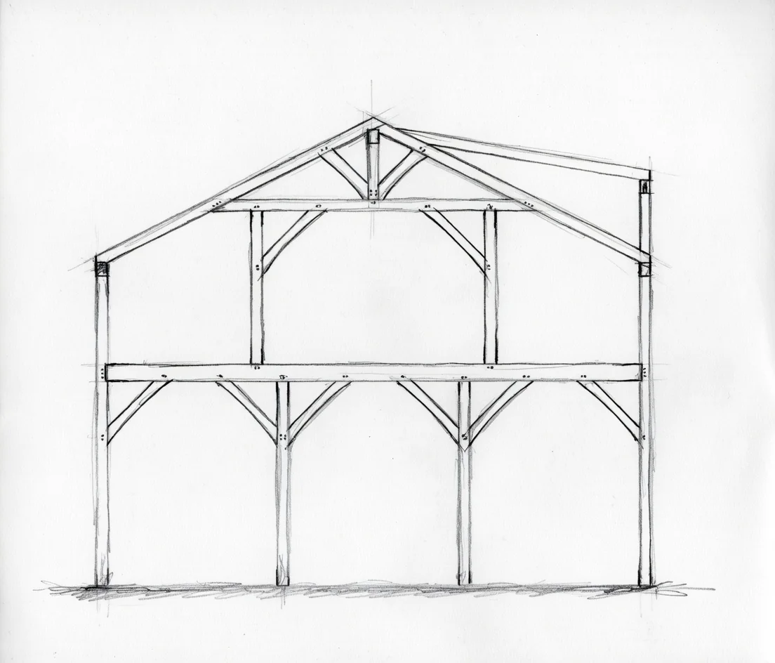 Queen Post: Two vertical posts create a wider opening beneath. Perfect for larger spans where you want an open feel with structural integrity.